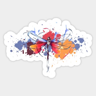 Rainbow Dragonfly - Watercolor Sticker